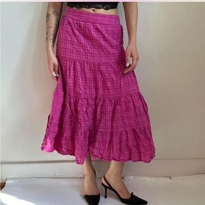 Vintage maxi Pink Tiered Women's Skirt